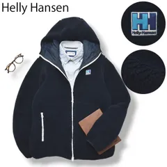 【定番】 ヘリーハンセン HELLY HANSEN HH フード リバーシブル ナイロン ボア フリース ジャケット パーカー M ネイビー メンズ レディース ユニセックス 男女兼用