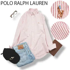【刺繍ロゴ】 ラルフローレン POLO RALPH LAUREN 長袖 ストライプ柄 ボタンダウン B.D. オックスフォード シャツ S ストライプ柄 メンズ レディース ユニセックス 男女兼用