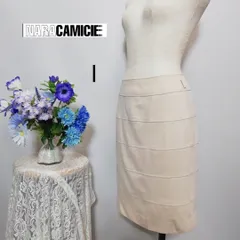 ナラカミーチェ　極上美品　ストレッチ有り　ひざ丈タイトスカート　ベージュ色系