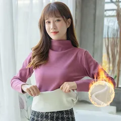 トップス レディース Tシャツ カットソー 長袖 タートルネック 裹起毛 防寒インナー ストレッチ スリム きれいめ シンプル 秋冬 通勤