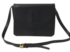 YVES SAINT LAURENT イヴサンローラン ショルダーバッグ YSL カサンドラロゴ レザー ブラック  ゴールド金具 美品 中古 4b002852