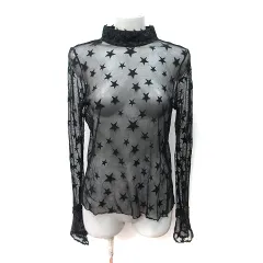 アナスイ ANNA SUI カットソー メッシュ 星柄 長袖 S 黒 ブラック /YIのサムネイル