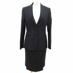 ニューヨーカー NEWYORKER スーツ セットアップ テーラードジャケット 背抜き タイトスカート ひざ丈 シャドーストライプ ウール モヘヤ混 9 M 黒 ブラック /YK