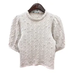 ザラ ZARA ニット セーター 五分袖 パールビーズ S 白 アイボリー /MN