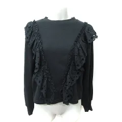 アースミュージック&エコロジー EARTH MUSIC & ECOLOGY トレーナー スウェット 長袖 レース F 黒 ブラック /YI ●RY