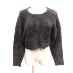 ミスティック mystic ニット カーディガン シャギー ショート丈 ナイロン 長袖 F 茶 ブラウン /AU