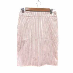 ユナイテッドアローズ UNITED ARROWS タイトスカート ひざ丈 ストライプ 36 S オレンジ 茶 ブラウン 白 ホワイト /YK