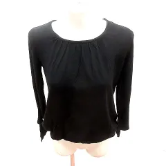 自由区 オンワード樫山 ニット カットソー Uネック 長袖 38 M 黒 ブラック /RT