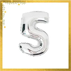 【迅速発送】make smile ちょうど良い大きさ 数字バルーン シルバー 誕生日 ウェディング パーティーに (5) 1