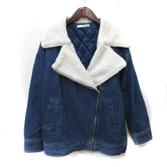 グレイル GRL ライダースジャケット デニム ボア 中綿 総裏地 F 紺 ネイビー /YI