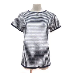 スタディオクリップ Studio Clip Tシャツ カットソー ボートネック ボーダー 半袖 M 紺 ネイビー 白 ホワイト /MS