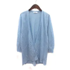 ヒューマンウーマン HUMAN WOMAN カーディガン ニット 麻 ラミー 長袖 M 水色 ライトブルー /MS