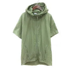 プーマ PUMA パーカー ジップアップ ロゴプリント 半袖 切替 L 緑 カーキ /MN