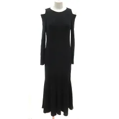 スタイルヴォイスフォー Stylevoice for xxx ニットワンピース ロング リブ オープンショルダー 長袖 F 黒 ブラック /MS