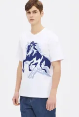 TIME HOMME ランニング ホールズ 馬 レイヤード パッチ 半袖Tシャツ 95