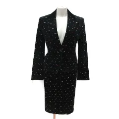 ポールスミス ブラック Paul Smith BLACK スーツ セットアップ テーラードジャケット ベロア 総柄 タイトスカート ひざ丈 38 マルチカラー /MS
