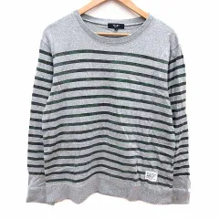 ビームスハート BEAMS HEART Tシャツ カットソー クルーネック ボーダー 長袖 L グレー 緑 カーキ /YK