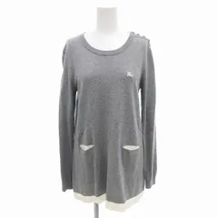 バーバリーブルーレーベル BURBERRY BLUE LABEL チュニック ニット ホースロゴ刺繍 ショルダーボタン 長袖 38 グレー /FF ■GY14