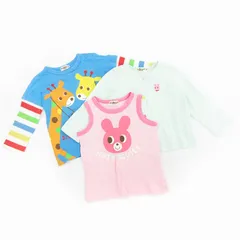 ミキハウス mikihouse 子供服 3点セット カーディガン 長袖Tシャツ タンクトップ 90 ピンク 青 ブルー 緑 グリーン /UO ■GY14