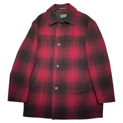 LAUREN RALPH LAUREN(ローレンラルフローレン) 80's Ombre Check Wool Melton Coat オンブレ チェック ウール メルトン コート M(XXL相当) レッド×ブラック 80年代 緑タグ ヴィンテージ ジャケット