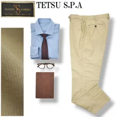 【上質】 テツエスピーエー TETSU S.P.A グラム GLAM イタリア製生地 tessuti di sondrio コットン トラウザーパンツ スラックス チノパン 46 ベージュ メンズ