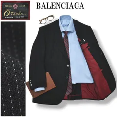 【高級】 バレンシアガ BALENCIAGA CUSTOM TAILOR OTSUKA ストライプ柄 シングル 2B テーラードジャケット ブレザー 通年 ブラック メンズのサムネイル