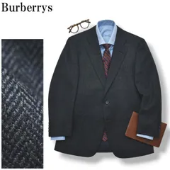 【美品】 【上質】 90s バーバリー Burberrys ヘリンボーン ウール シングル 2B テーラードジャケット ブレザー 秋冬 A5 ネイビー メンズ