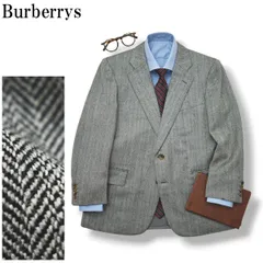 【上質】 90s バーバリー Burberrys ヘリンボーン柄 シングル 2B テーラードジャケット ブレザー ビジネス カジュアル トラッド 秋冬 AB4 グレー メンズ