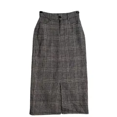 ZUNUS グレー チェック スカート / チェック スカート OS ポリ