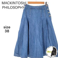 【美品】MACKINTOSH PHILOSOPHY マッキントッシュフィロソフィー デニムフレアスカート リネン混 麻 38