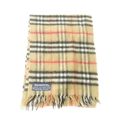 バーバリーズ Burberrys 美品 マフラー ノバチェック ブランド刺しゅう カシミヤ混 イングランド製 ★AA★