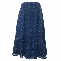 アリスバーリー Aylesbury 美品 近年 ドット スカート ひざ丈 フレア 水玉 11 L相当 紺 ネイビー ■GY09 X