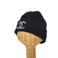 シャネル CHANEL リフレクティブ ココマーク ニットキャップ ニット帽 ビーニー 帽子 黒 ブラック ☆AA★