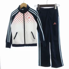アディダス adidas ジャージ セットアップ 上下セット ジャケット パンツ 3本ライン 水玉柄 120 紺 ネイビー