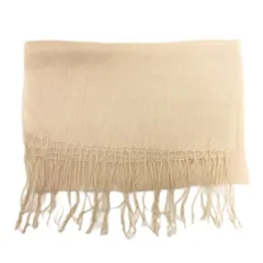 自由区 オンワード樫山 美品 ストール  マフラー フリンジ カシミヤ混 シルク混 ベージュのサムネイル