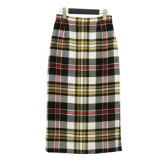 MIUMIU ミュウミュウ スカート サイズ:36(S) | ウール チェック柄 ペンシルスカート | タイト ミディ丈 総柄 スリット | ホワイト系 レッド イエロー ブラック | イタリア製 | ボトムス【レディース】【中古】