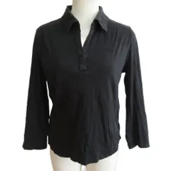 バーバリー ロンドン BURBERRY LONDON 開襟ポロシャツ カットソー 切替 ノバチェック 7分袖 2 約M 黒 ブラック ■YHS4 0916