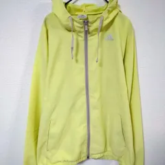 アディダス　ジップアップジャケット　レディースL　黄色　シルバー刺繍ロゴ　ポリエステル