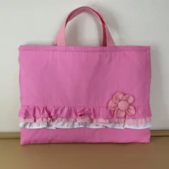 入園入学　フリルレッスンバッグ　絵本袋　通園バッグ　キルティング　ハンドメイド女の子