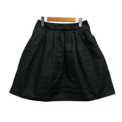 ソニアリキエル SONIA RYKIEL フレアスカート ひざ丈 ボーダー 40 黒 ブラック ゴールド