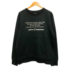 ユニフォームエクスペリメント uniform experiment トレーナー スウェット クルーネック コットン プリント 長袖 2 黒 ブラックのサムネイル