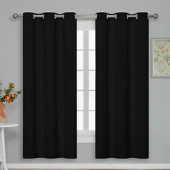 丈178cm 幅100cm ブラック 2枚入り ハトメ型 間仕切り 目隠し 防寒 1級遮光カーテン 保温 遮熱 断熱 冷気遮断 UVカット