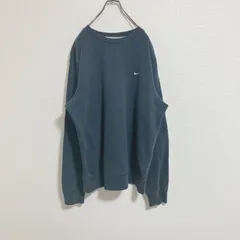 【ロゴ刺繍】00s NIKE ナイキ　ワンポイント　スウェットトレーナー　濃紺　XL