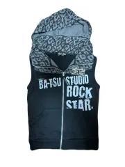 BA-TSU STUDIO パンク レオパード ベスト WHO ジップアップ