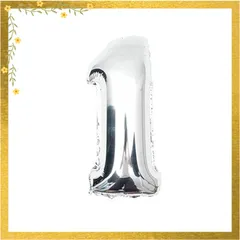 【迅速発送】make smile ちょうど良い大きさ 数字バルーン シルバー 誕生日 ウェディング パーティーに (1) 1