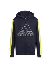 [アディダス] スウェット パーカー キッズ カラーブロック バッジ オブ スポーツ スウェットパーカー [レジェンドインク/インパクトイエロー (HM9595)] [130]