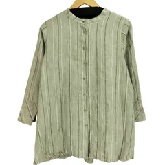 ユーズドフルギ USED古着 on y vua オニヴァ 麻 リネン 100 ストライプ バンドカラー ブラウス レディース FREE 