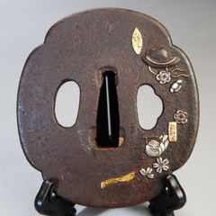 鍔 【 鉄地 槌目仕上 刀匠鍔 】 日本刀 刀装具 鐔 骨董 古美術