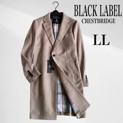 【タグ付き・未使用品】 ブラックレーベル クレストブリッジ シャイニー ビーバー チェスター コート チェック ベージュ LL ウール カシミヤ 羊毛