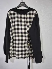 BNX ラップスタイル CHECK バイカラー ブラウス 66前後